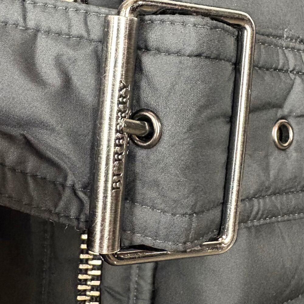 Burberry Brit Down Puffer Coat Removable Hood Adjustable Belt Black Size Medium - Picture 16 of 16